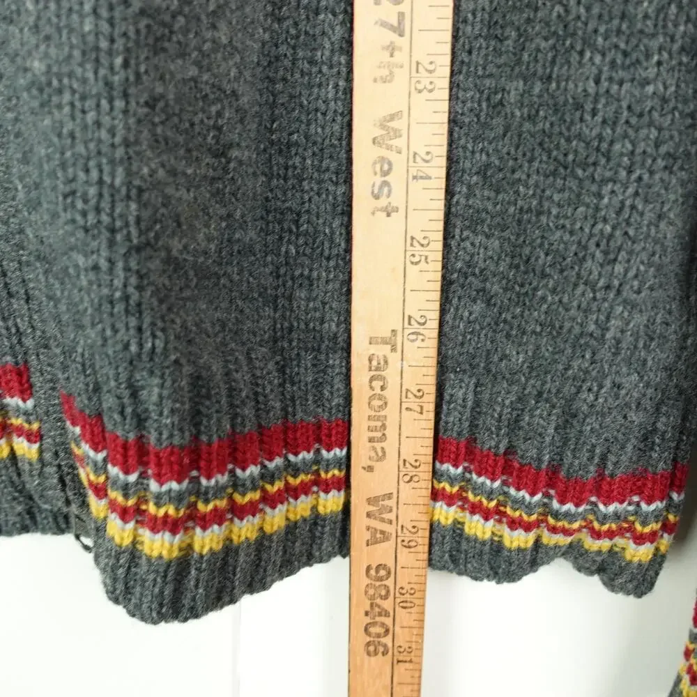 VTG Tommy Hilfiger‎ Cardigan Sweater Mens SZ L Wool Chunky Knit Full Zip Read